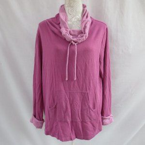 Pajamagram Hoodie Mauve Pink Cowl Neck Super Soft Squishy Loungewear Top Size L